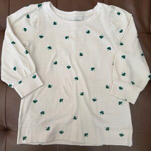 LOFT Cream 3/4 Sleeve Too with Green Clover Design